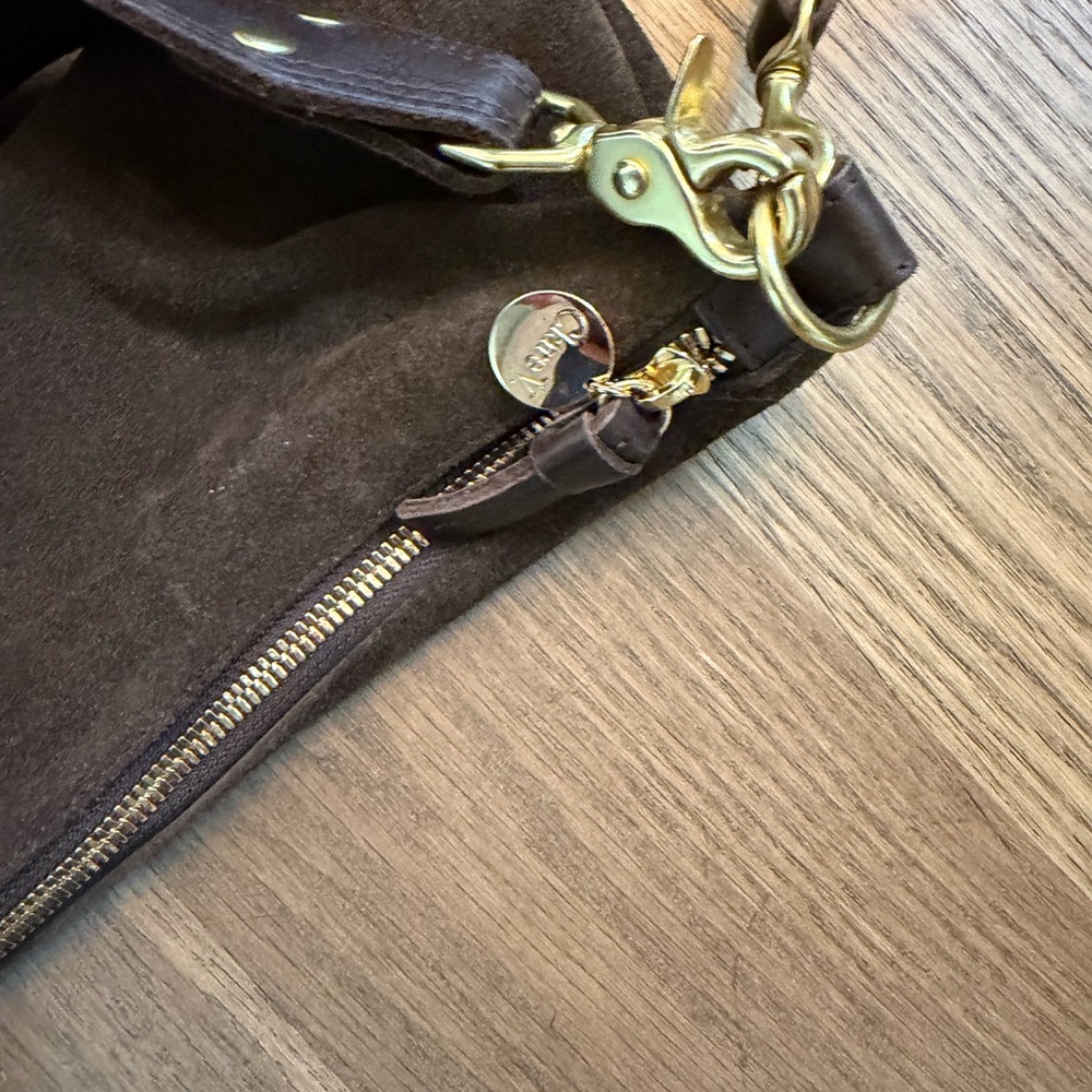 Clare V Dark Brown Suede Hobo Bag with Gold Hardware - Picture 5 of 6